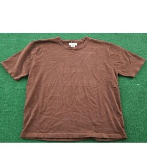 Yarnworks Womens Brown Knit Top Large Short Sleeve Casual Knitwear‎ T Shirt